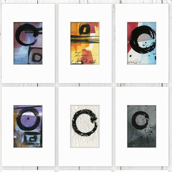 12 Enso paintings, Zen Circle abstract Original  - Enso Collection 14 - Picture 4 of 16